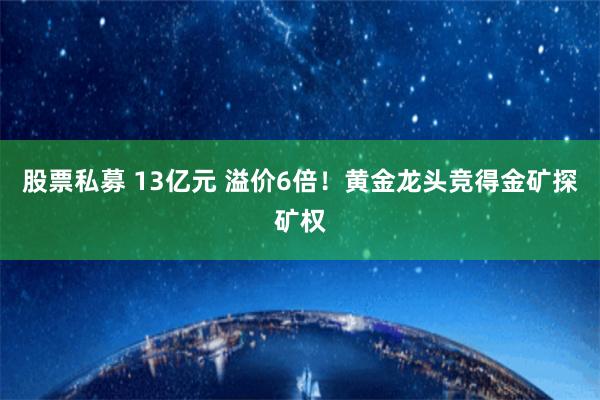 股票私募 13亿元 溢价6倍！黄金龙头竞得金矿探矿权